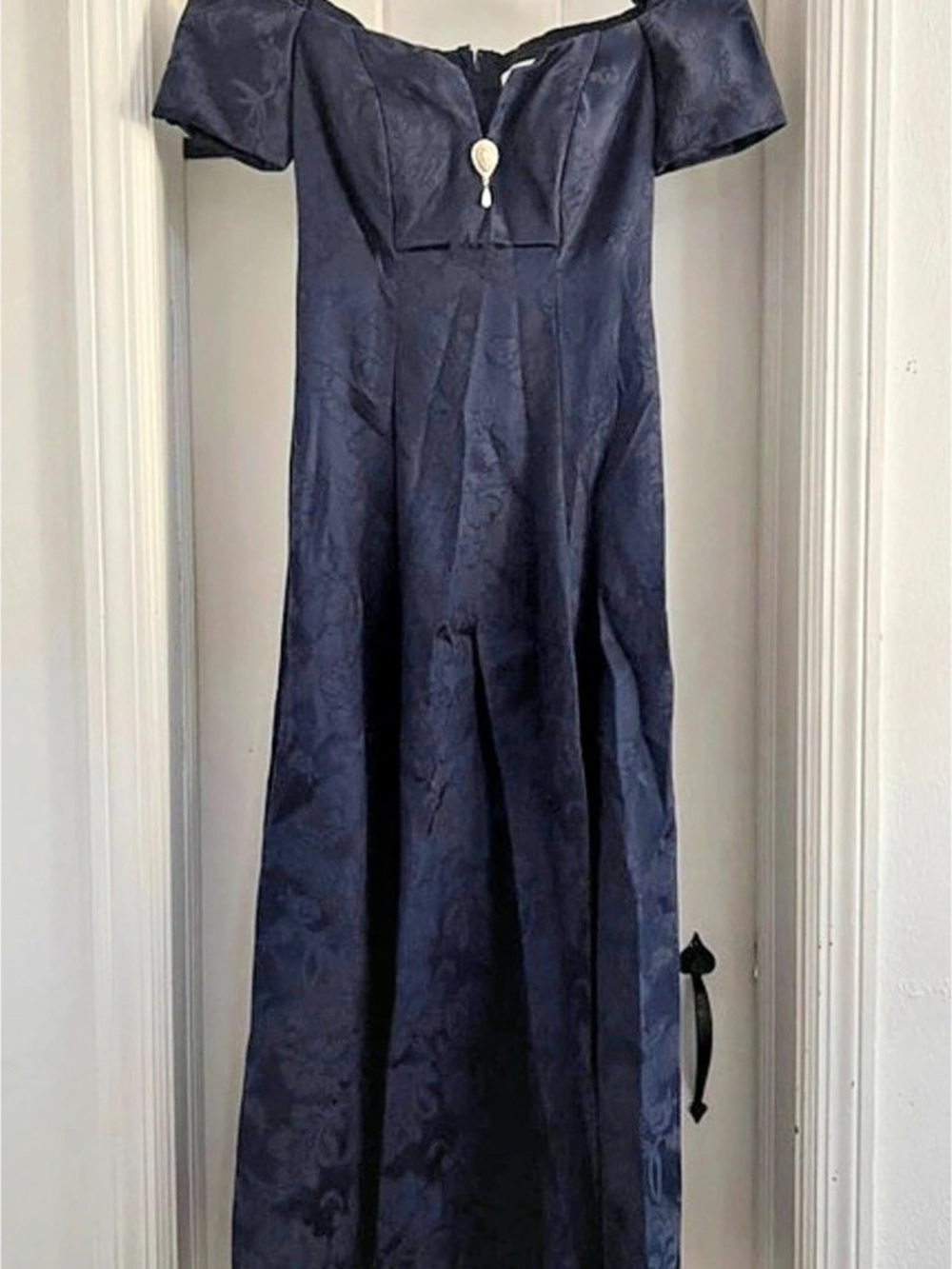 Vintage Jordan Floral Jacquard Maxi Dress Size Small Blue